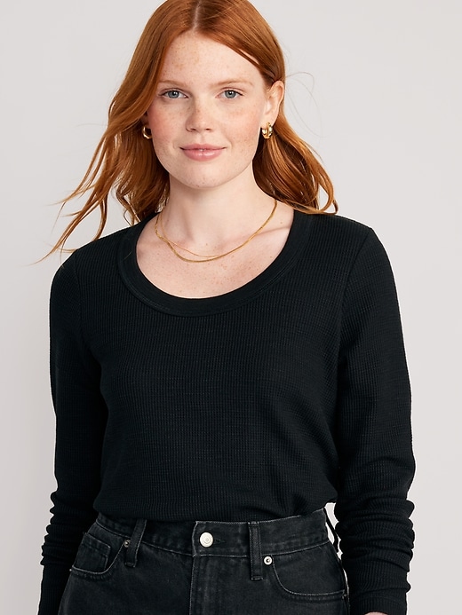 Image number 1 showing, Waffle-Knit Crop T-Shirt