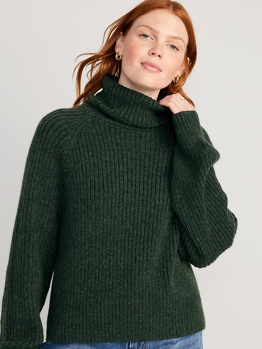Cropped Shaker-Stitch Turtleneck Sweater for Women | Old Navy