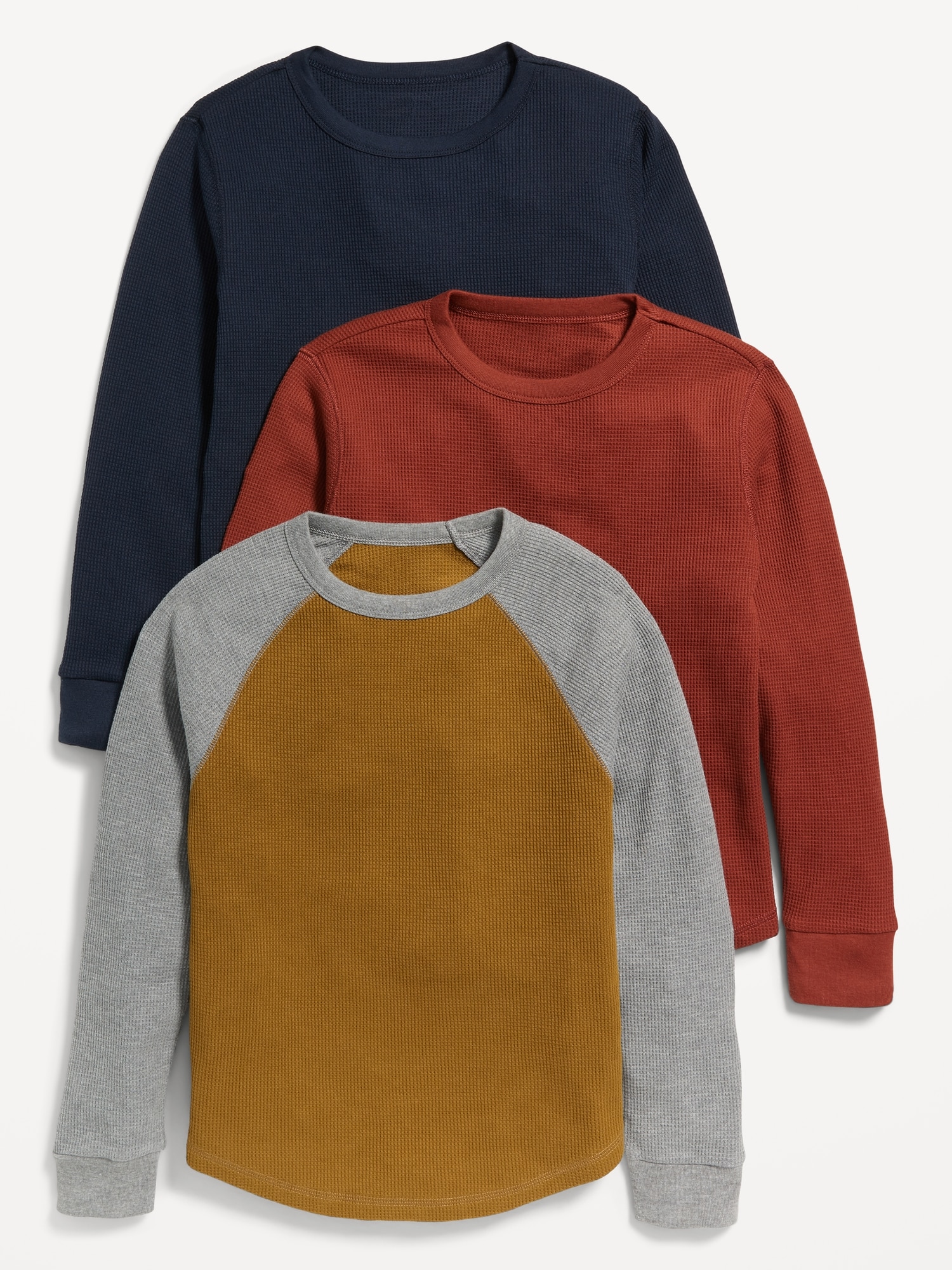 Thermal-Knit Long-Sleeve T-Shirt Variety 3-Pack for Boys