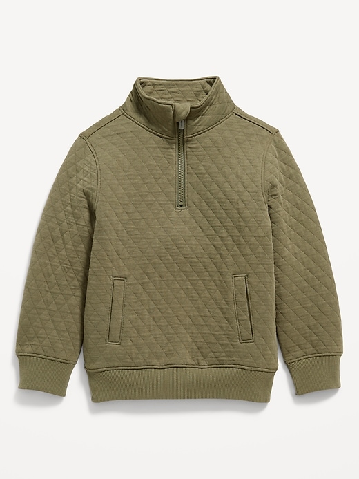 View large product image 1 of 3. Long-Sleeve Unisex Quarter-Zip Quilted Sweatshirt for Toddler
