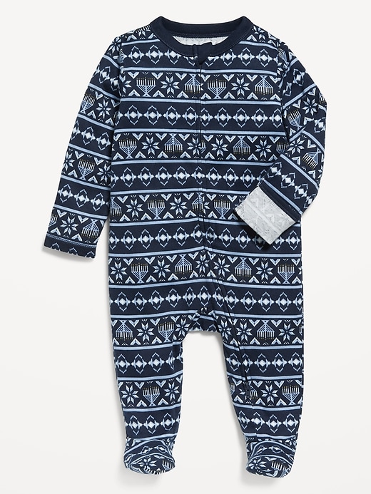 View large product image 1 of 2. Unisex Sleep & Play 2-Way-Zip Footed One-Piece for Baby