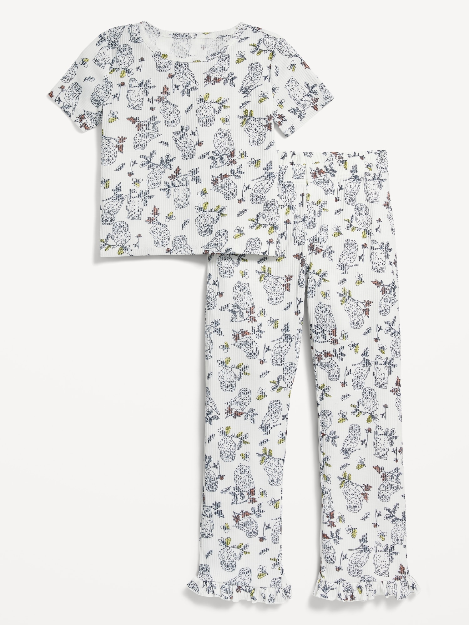 Printed Rib-Knit Pajama Set for Girls | Old Navy