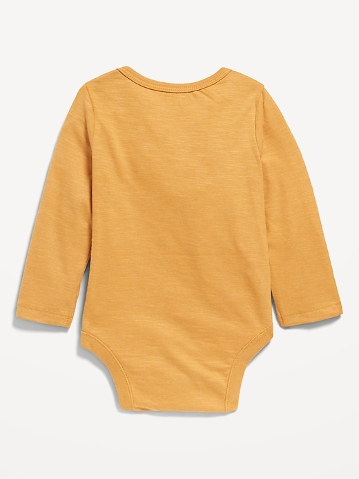 View large product image 2 of 2. Unisex Long-Sleeve Slub-Knit Bodysuit for Baby