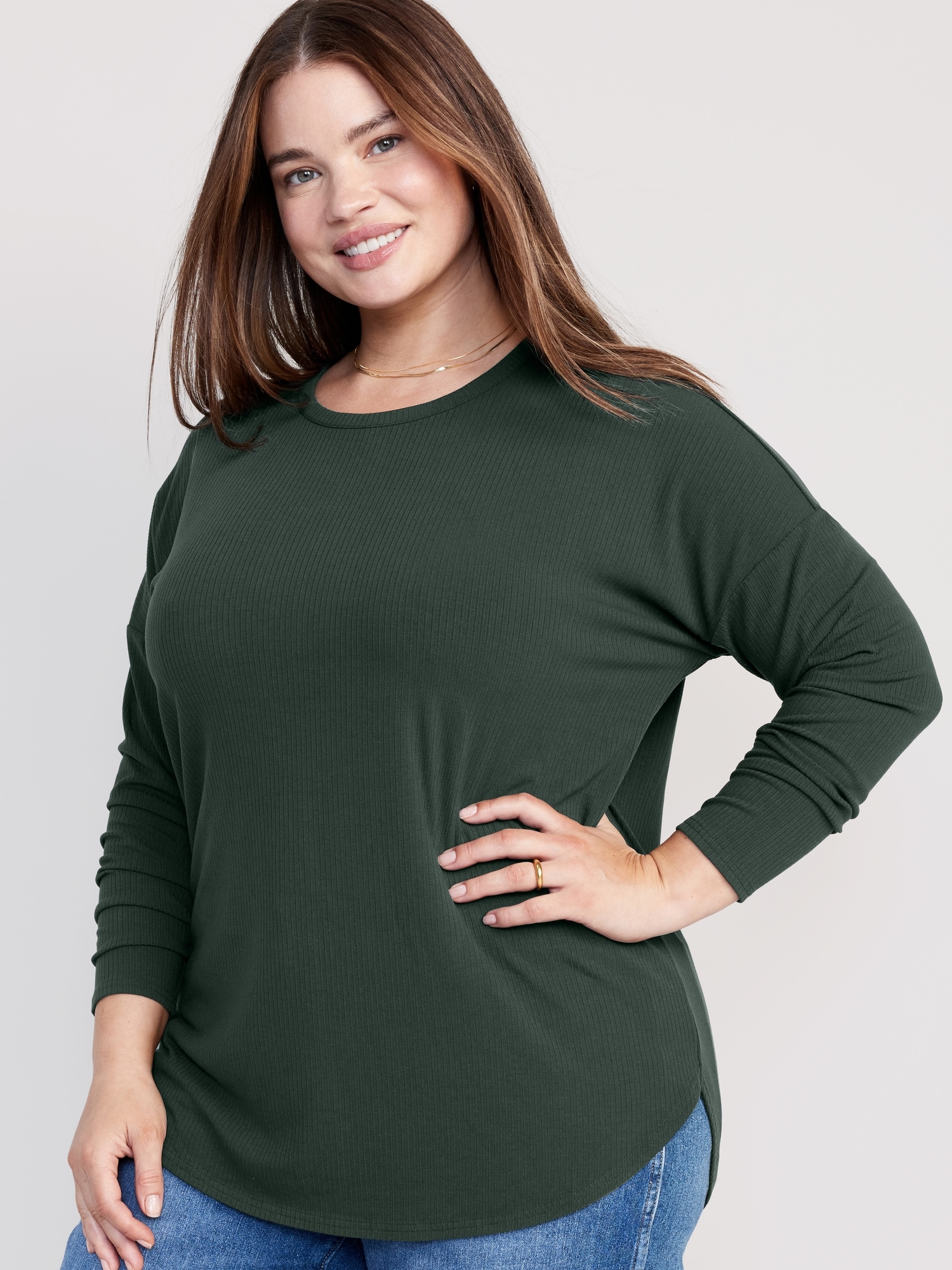 Luxe Rib-Knit Tunic T-Shirt | Old Navy