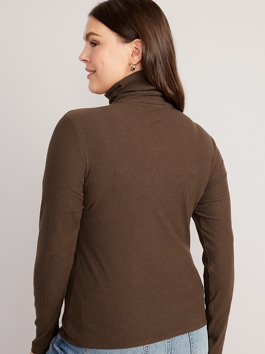Image number 6 showing, Fitted Plush Rib-Knit Turtleneck
