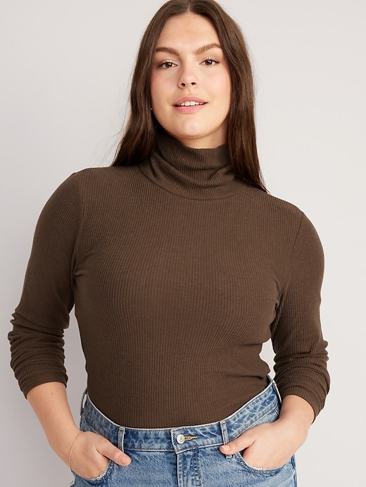 Image number 5 showing, Fitted Plush Rib-Knit Turtleneck