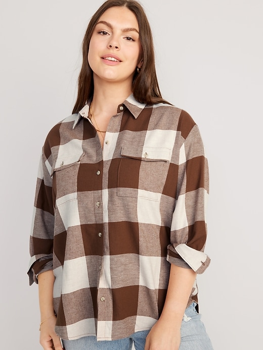 Image number 5 showing, Loose Flannel Boyfriend Shirt