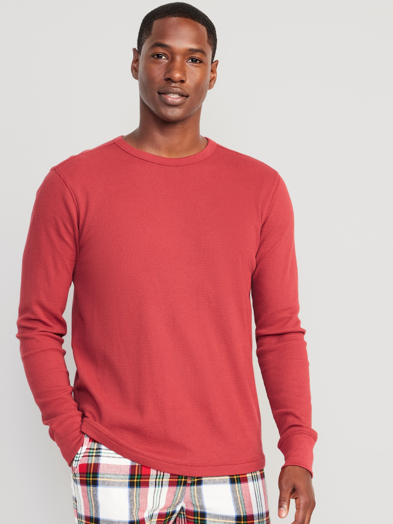 Long-Sleeve Built-In Flex Waffle-Knit T-Shirt for Men | Old Navy