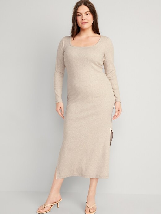 Fitted Rib-Knit Maxi Dress