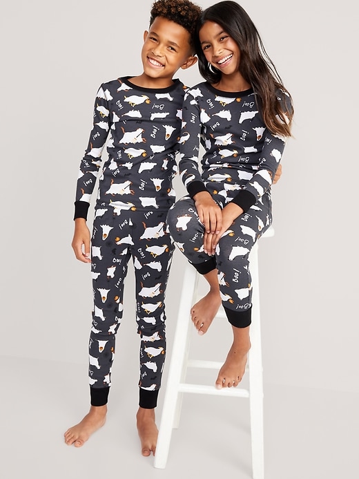 View large product image 1 of 4. Matching Gender-Neutral Printed Snug-Fit Pajama Set for Kids