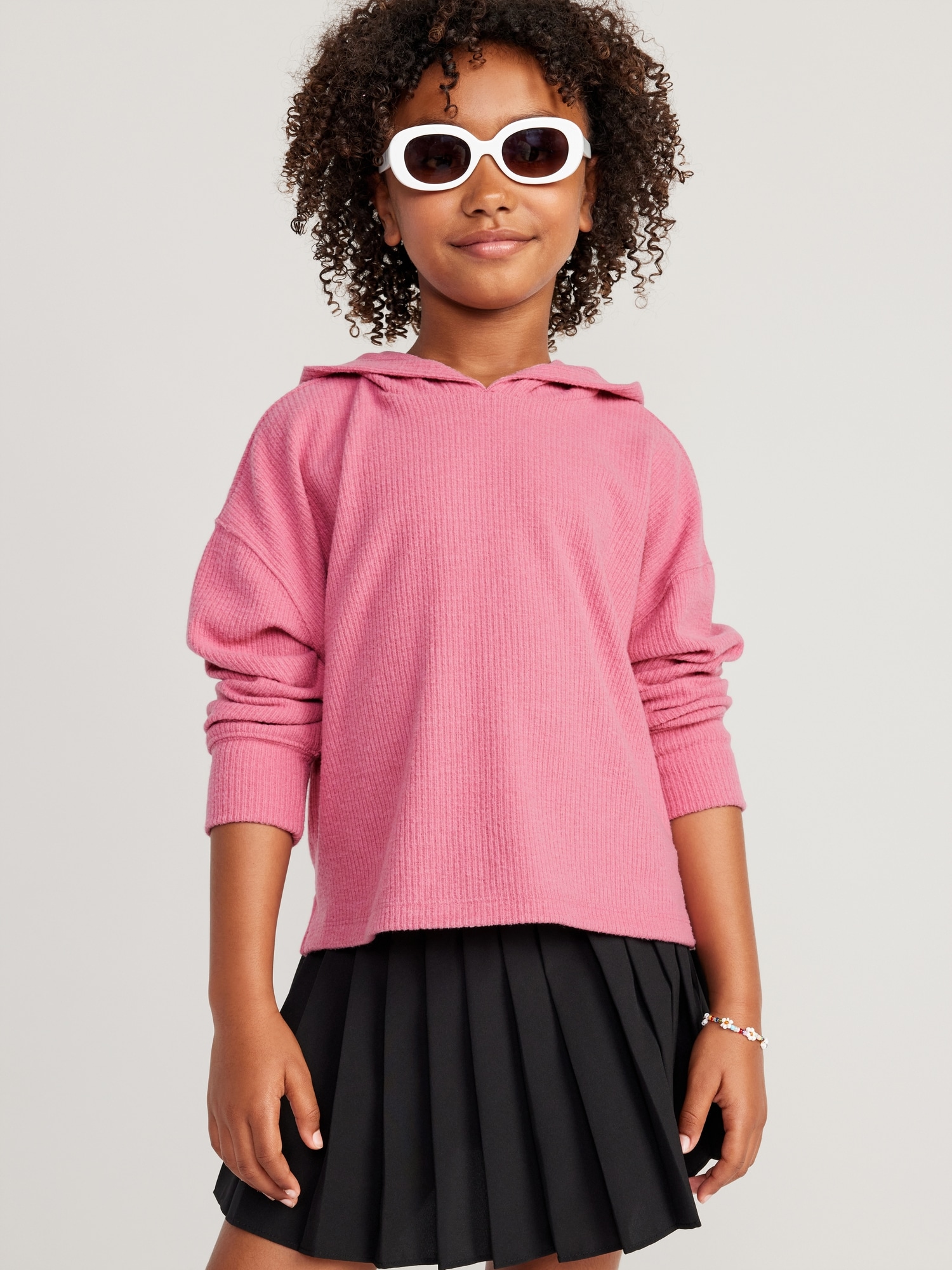 Cozy Rib-Knit Pullover Hoodie for Girls | Old Navy