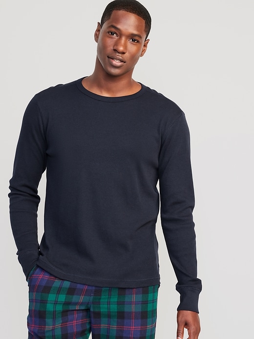 Image number 1 showing, Long-Sleeve Built-In Flex Waffle-Knit T-Shirt