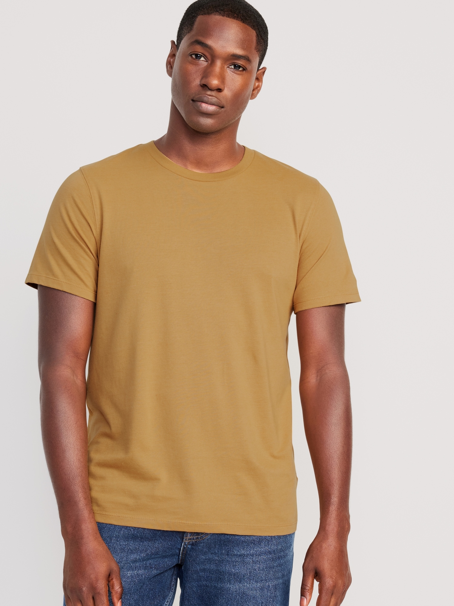Men's Plain Yellow Crew Neck T-shirt HIGH QUALITY Slim Fit tees