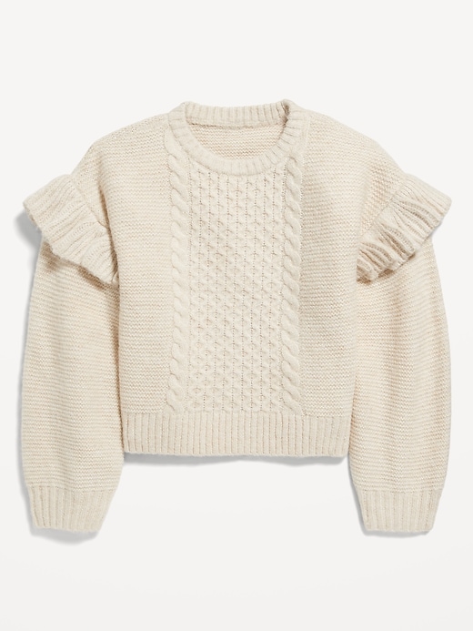 View large product image 2 of 3. Ruffled Crew-Neck Pullover Sweater for Girls
