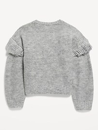 View large product image 3 of 3. Ruffled Crew-Neck Pullover Sweater for Girls