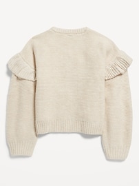 View large product image 3 of 3. Ruffled Crew-Neck Pullover Sweater for Girls