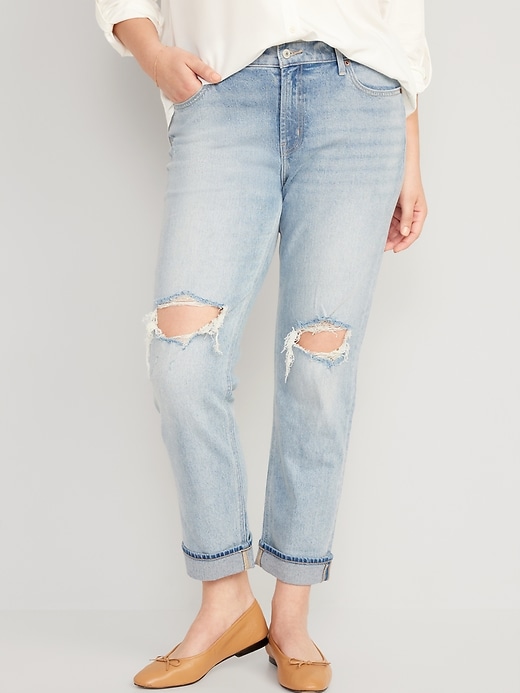 Image number 5 showing, Mid-Rise Boyfriend Straight Jeans