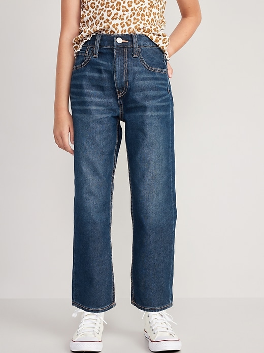 View large product image 1 of 5. High-Waisted Slouchy Straight Built-In Tough Jeans for Girls