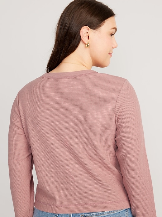 Image number 6 showing, Waffle-Knit Crop T-Shirt