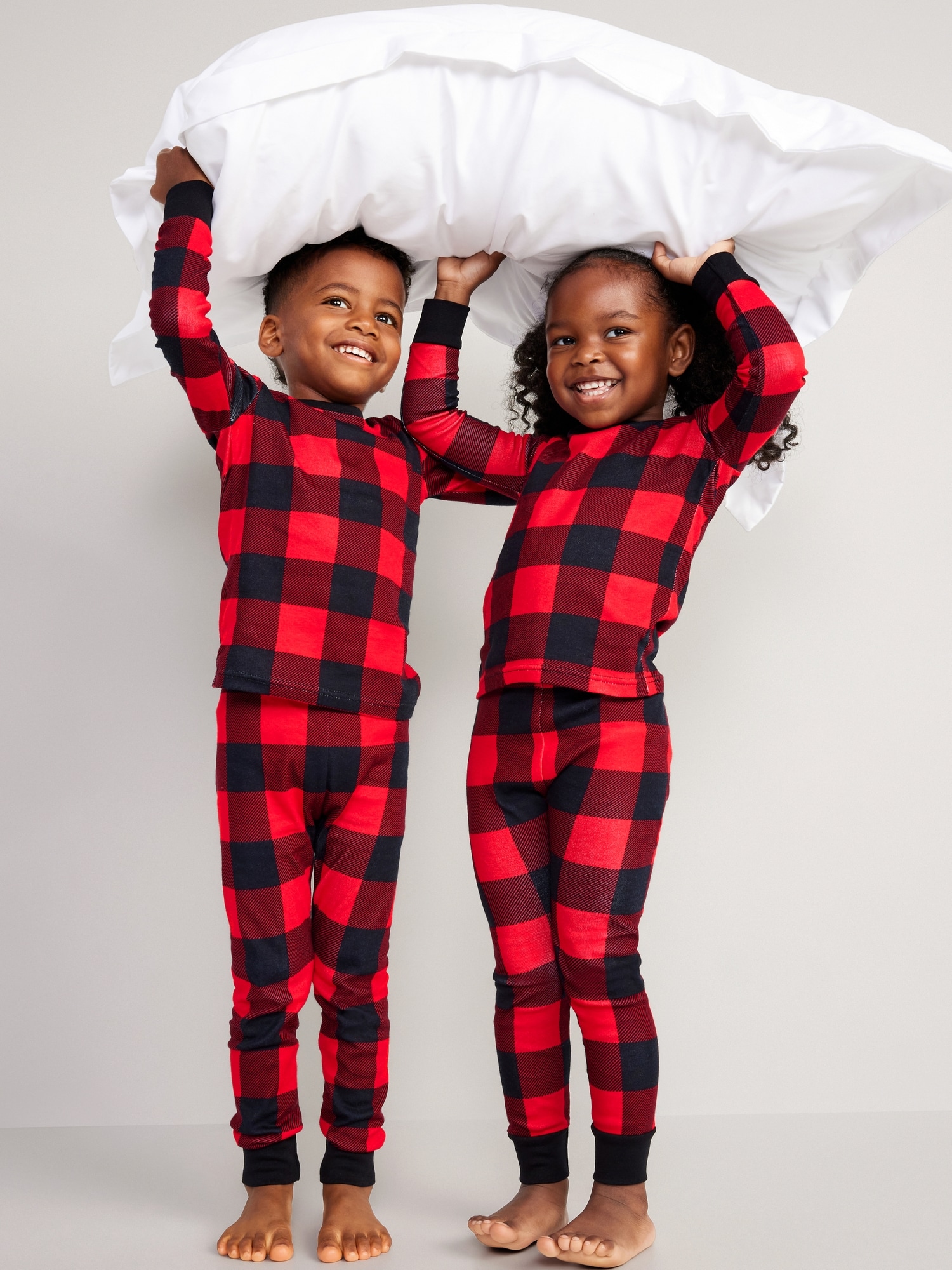 Kids Unisex Matching Buffalo Plaid Family Pajamas - Red