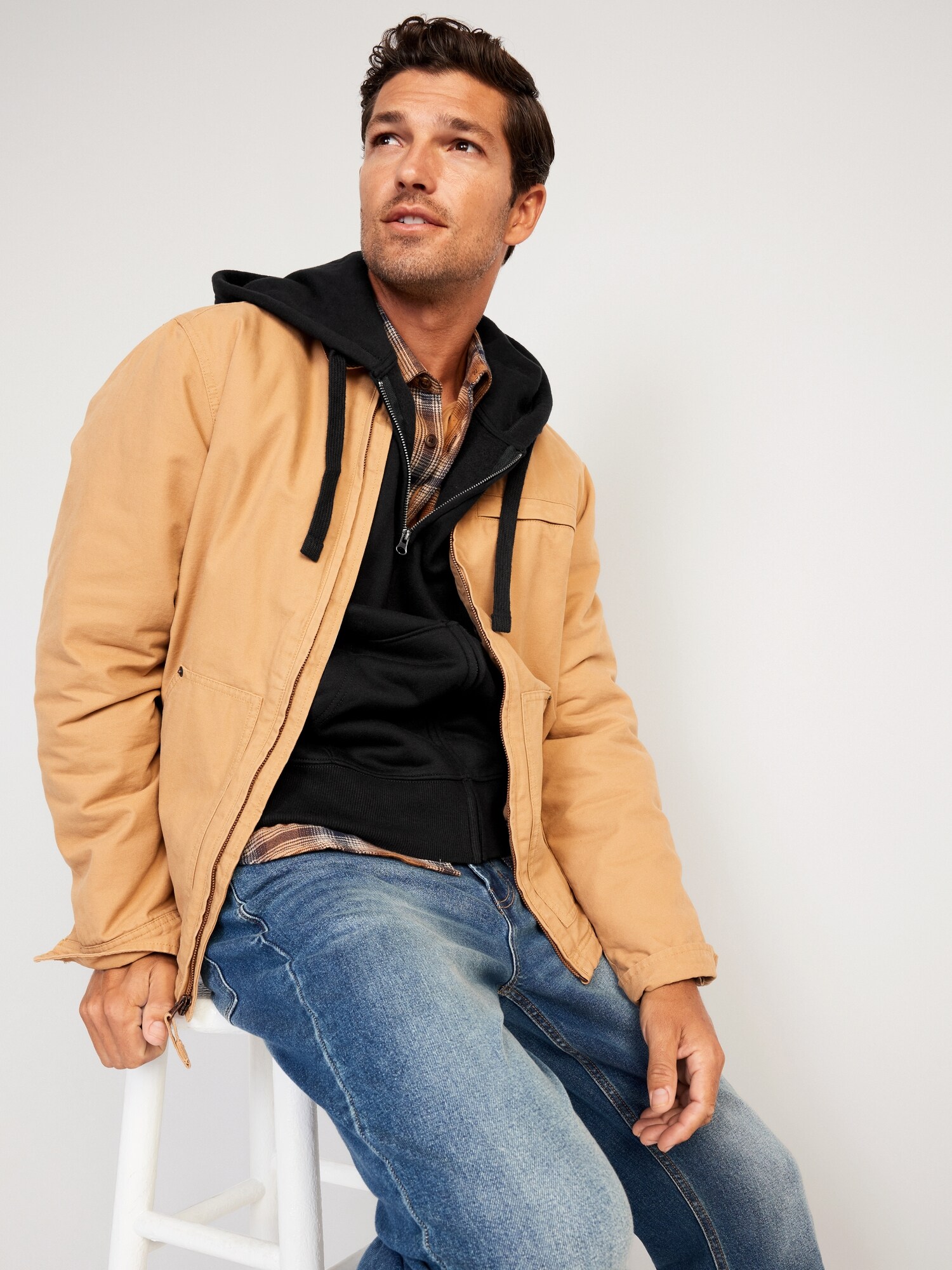 Мужское худи Old Navy Rotation Full-Zip, цвет: Чёрный — фото 2