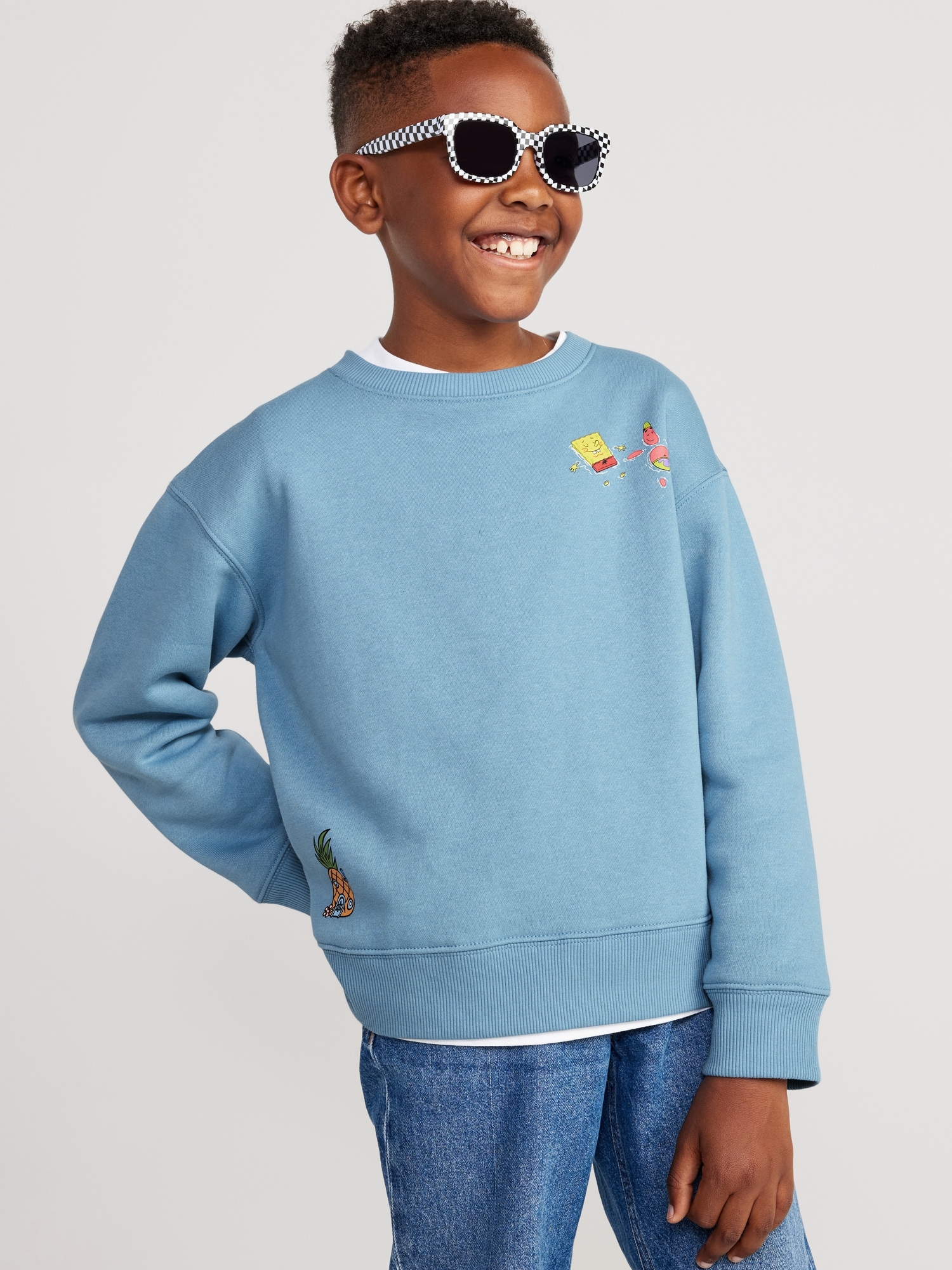 Gender-Neutral Licensed Pop-Culture Crew-Neck Sweatshirt for Kids