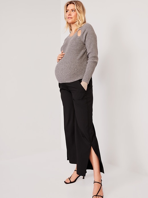 View large product image 2 of 3. Maternity StretchTech Rollover-Waist Trouser Pants