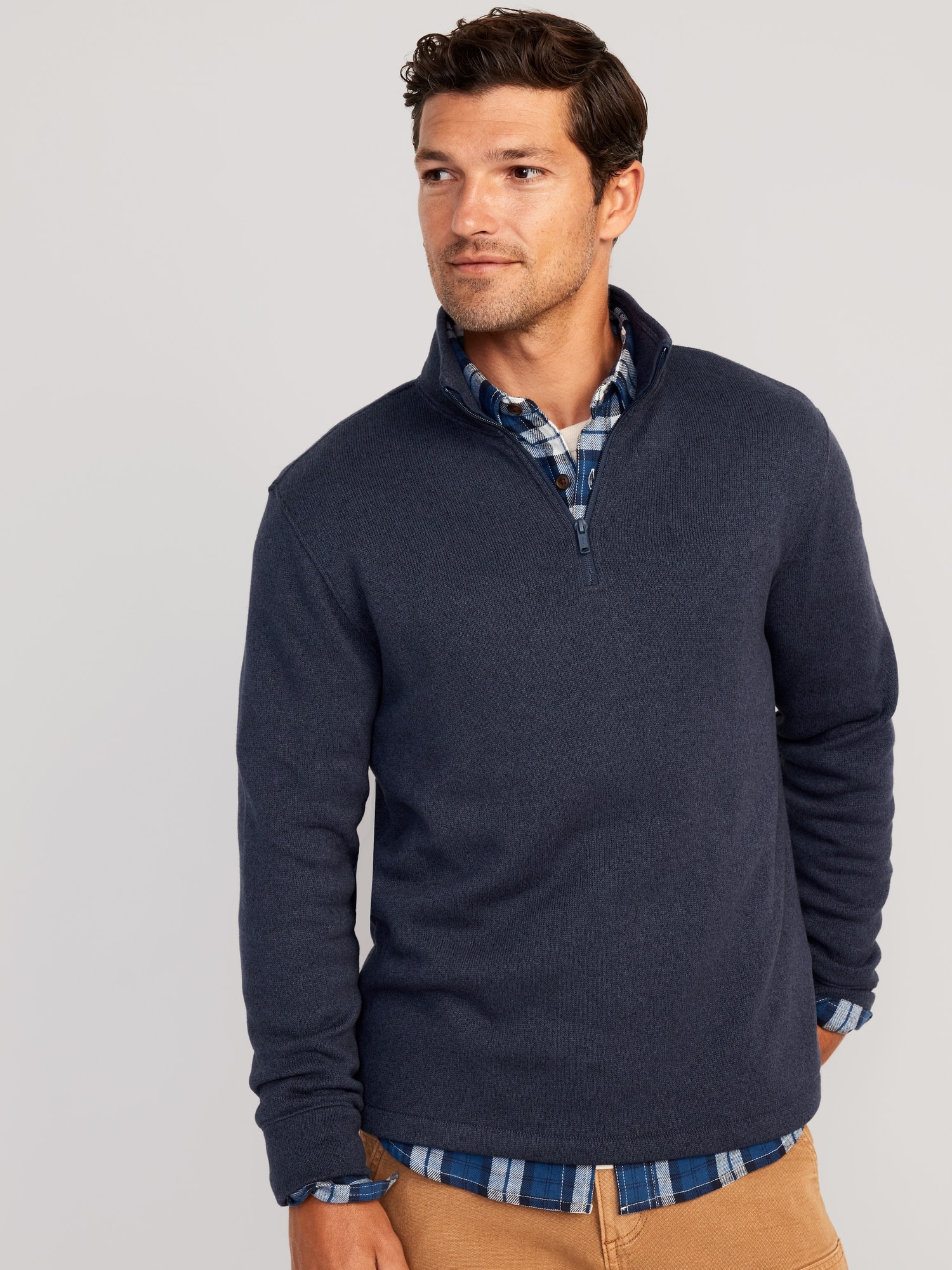 Sweater-Knit 1/4-Zip Pullover for Men | Old Navy