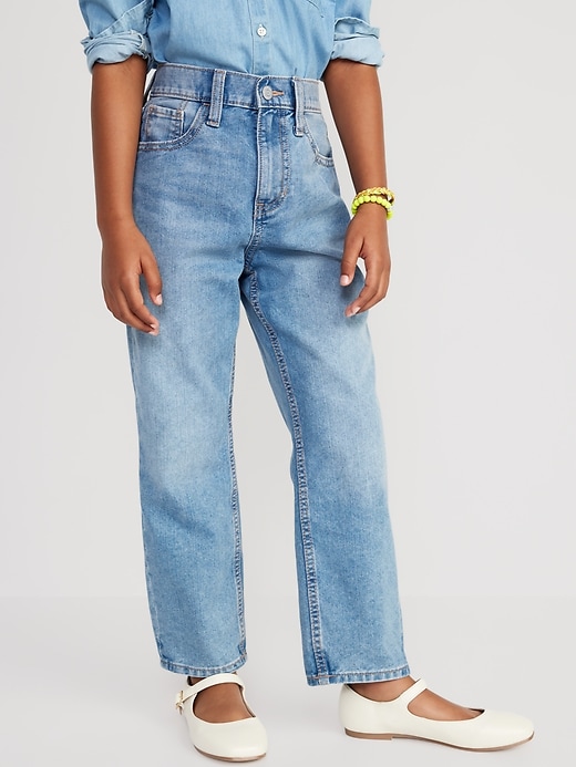 View large product image 1 of 5. High-Waisted Slouchy Straight Built-In Tough Jeans for Girls