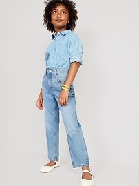 View large product image 3 of 5. High-Waisted Slouchy Straight Built-In Tough Jeans for Girls