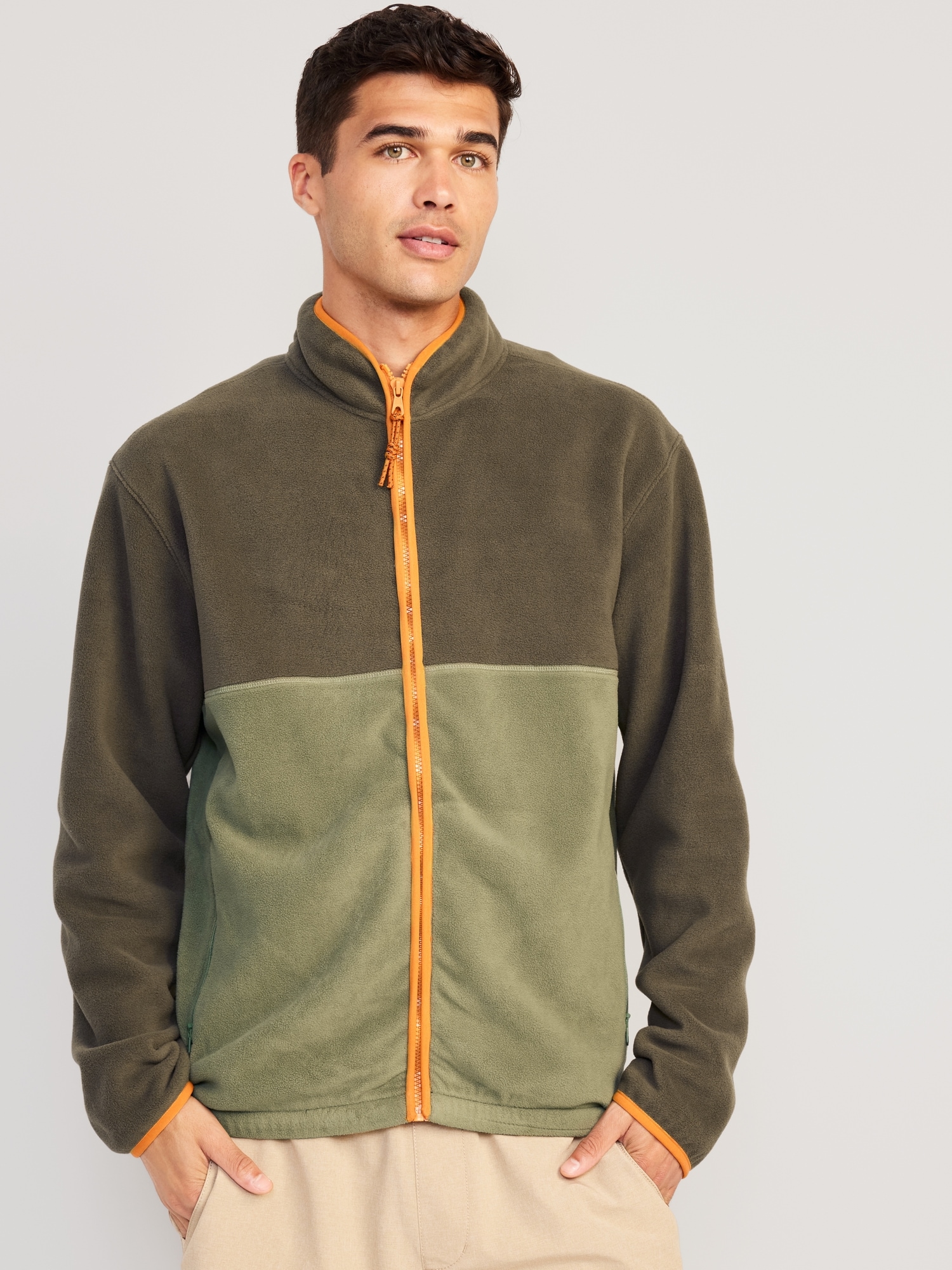 Navy Old Jacket Zip | Men Micro-Fleece Oversized for
