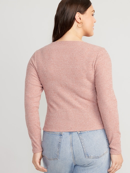 Image number 5 showing, Fitted Long-Sleeve Strappy Keyhole Top