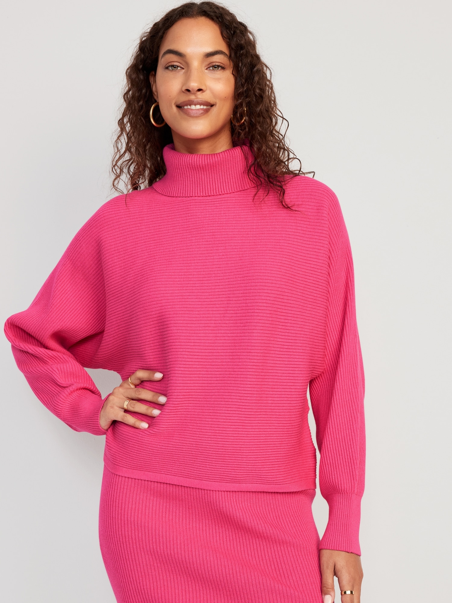 Cropped Rib-Knit Turtleneck Sweater