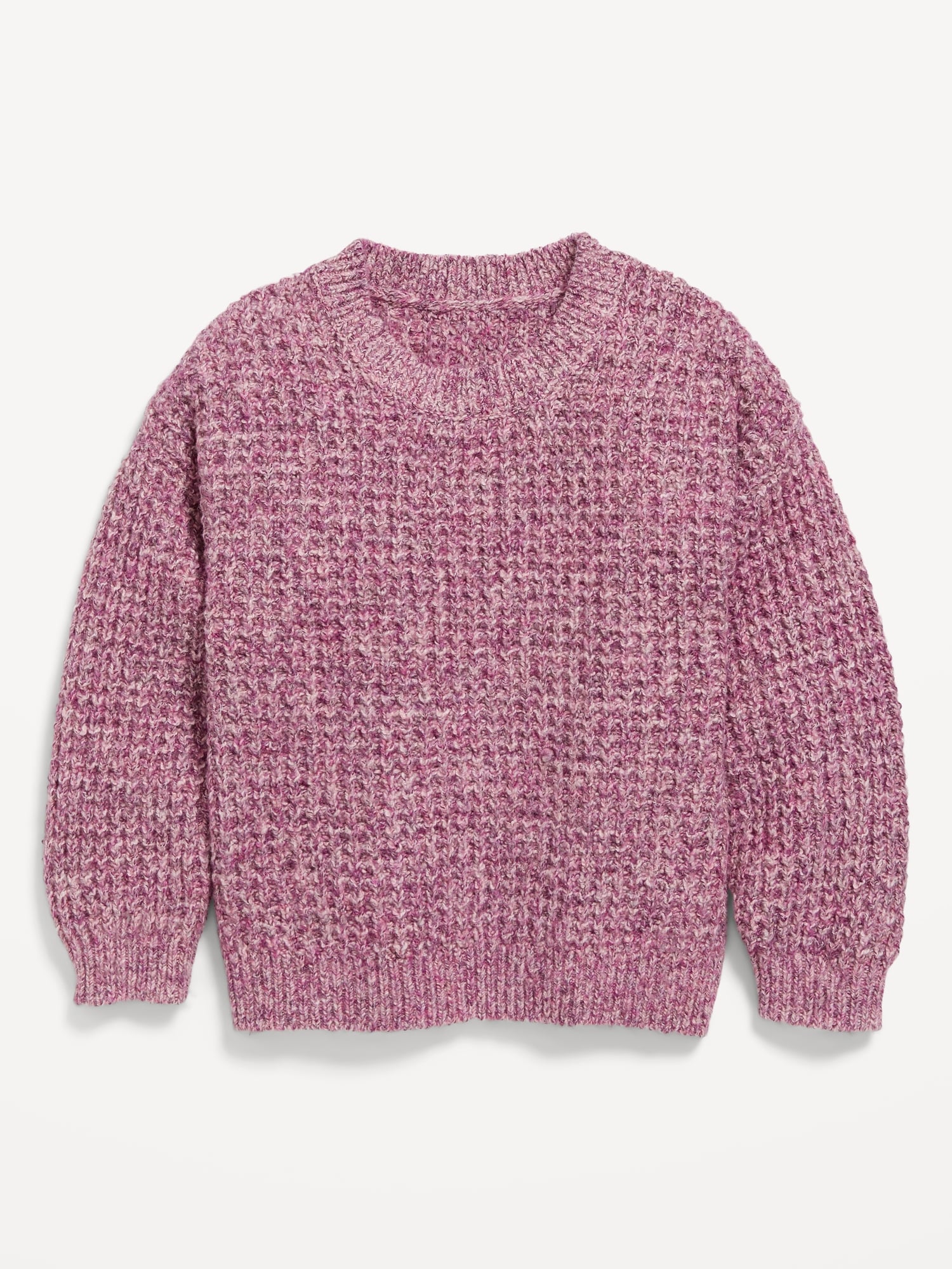 Long-sleeve Waffle-stitch Sweater For Toddler Girls 