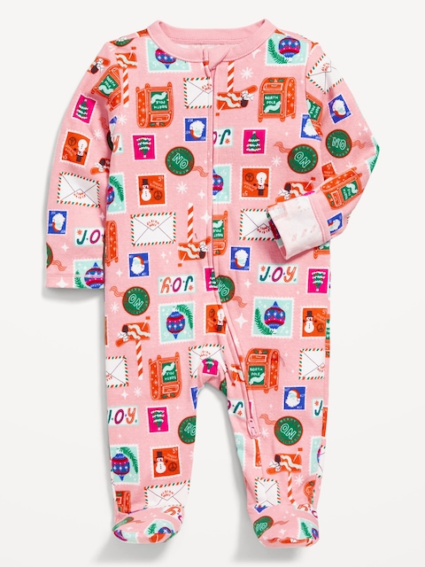 Unisex Sleep & Play 2-Way-Zip Footed One-Piece for Baby - Holiday Delivery Pink