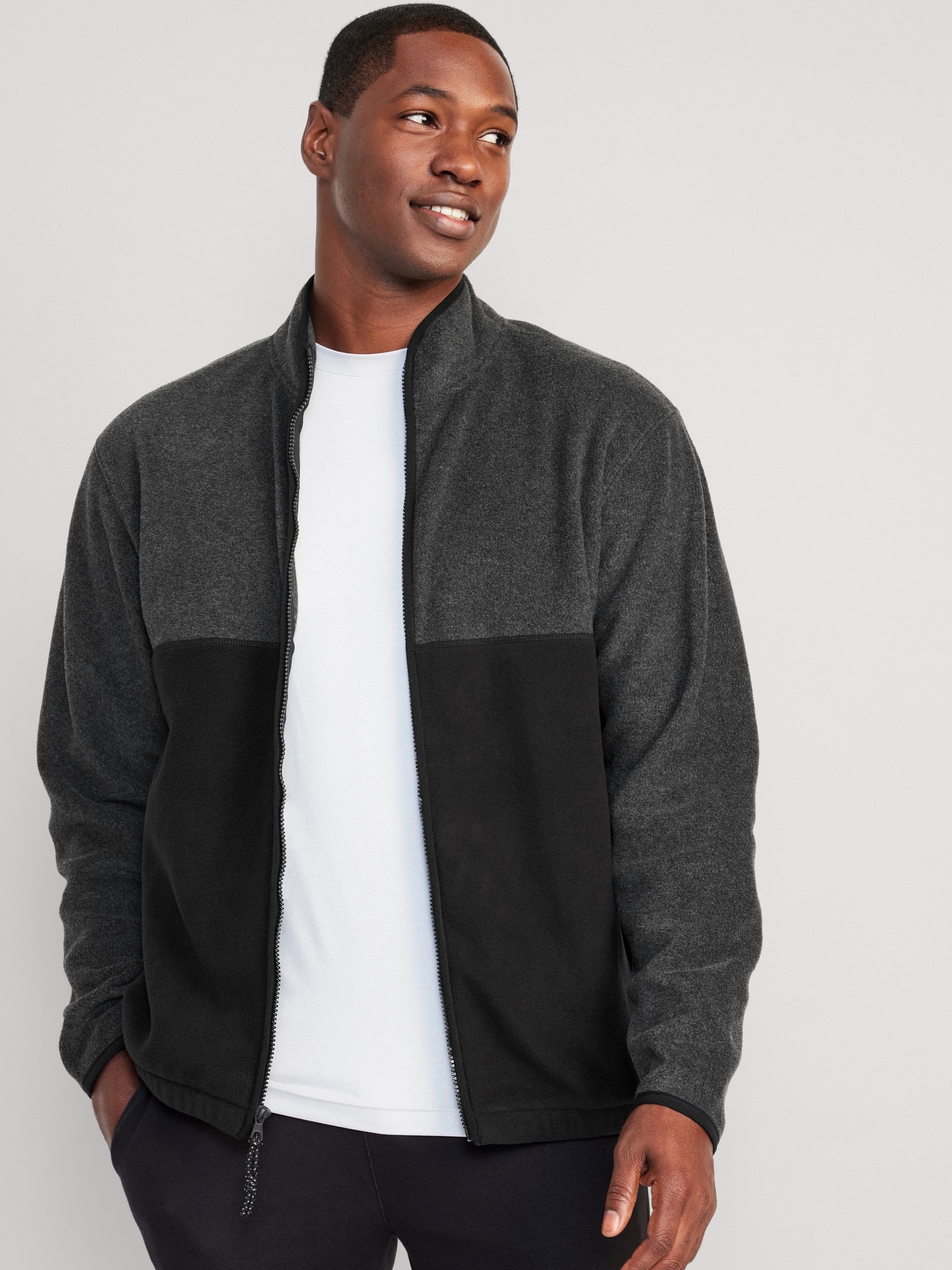 Zip Micro-Fleece Oversized Navy | Jacket for Old Men