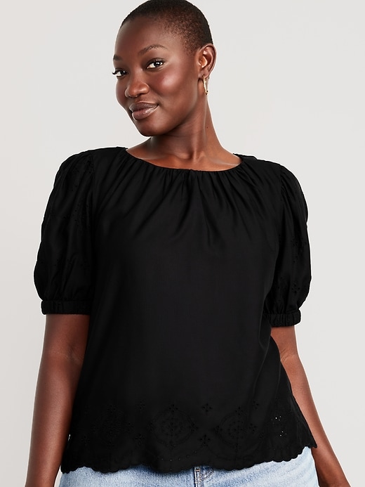 Image number 5 showing, Puff-Sleeve Shirred Top