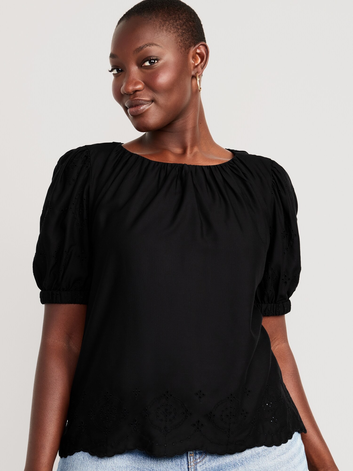 Puff Sleeve Shirred Top Old Navy