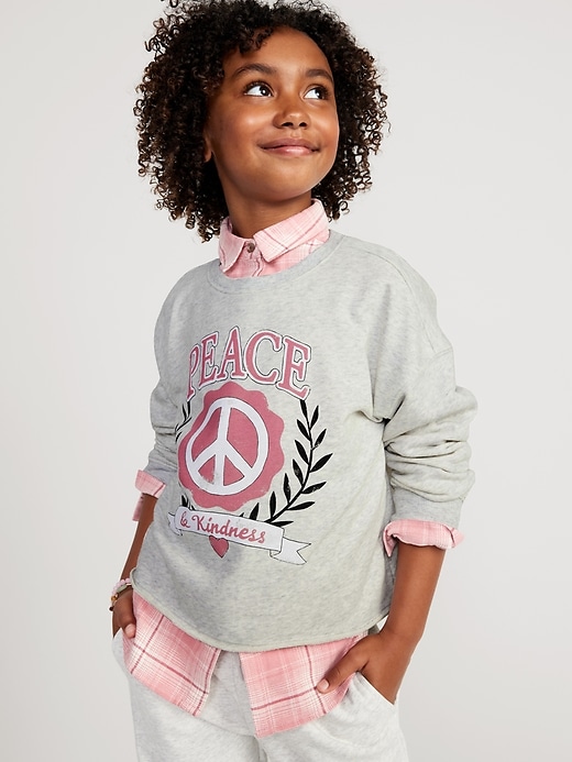 View large product image 1 of 2. Vintage Printed Slouchy Crew-Neck Sweatshirt for Girls
