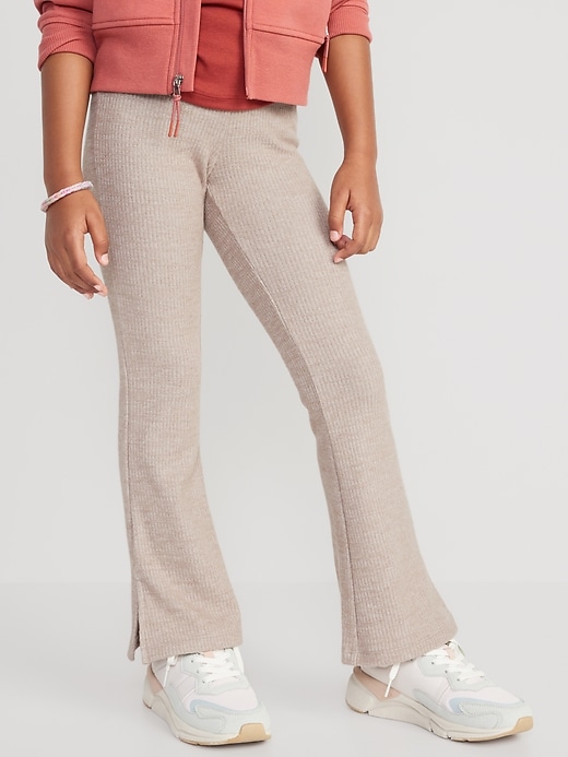 View large product image 1 of 4. Plush Cozy-Knit Side-Slit Flare Pants for Girls