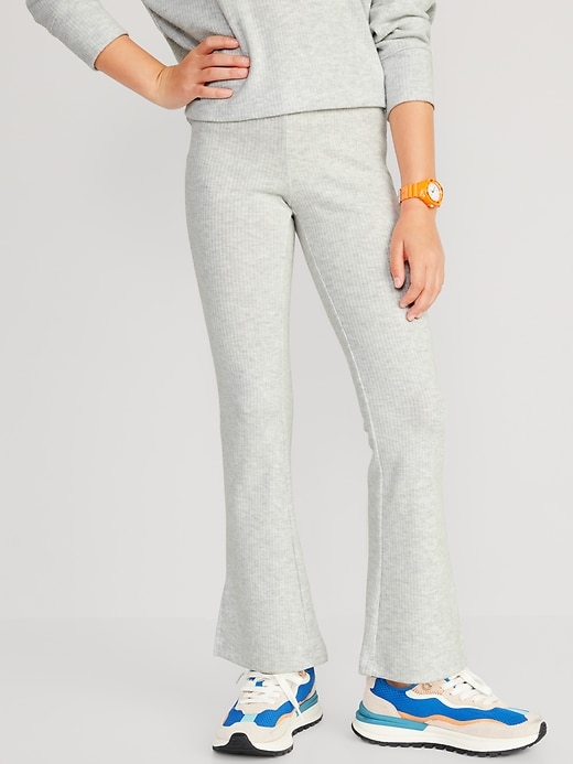View large product image 1 of 4. Plush Cozy-Knit Side-Slit Flare Pants for Girls