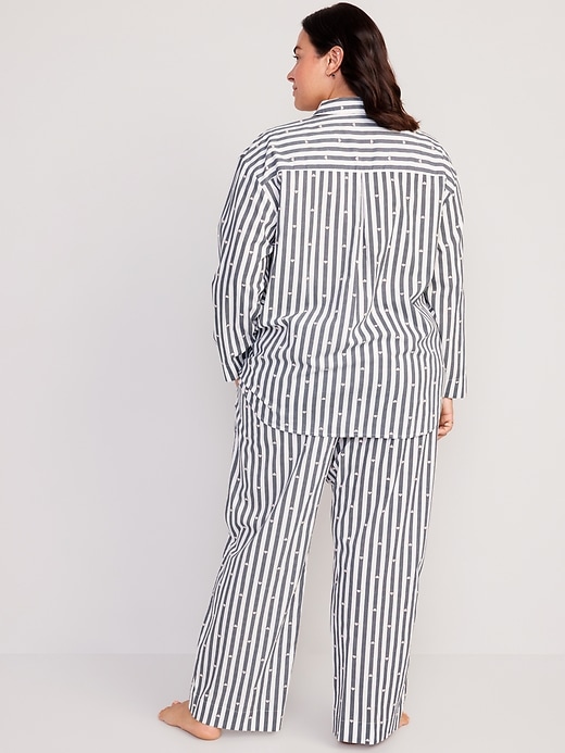 Women's Oversized Printed Poplin Pajama Set - - Petite Size XL