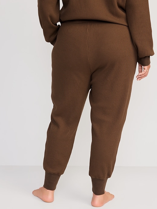 Image number 8 showing, High-Waisted Waffle-Knit Pajama Jogger Pants