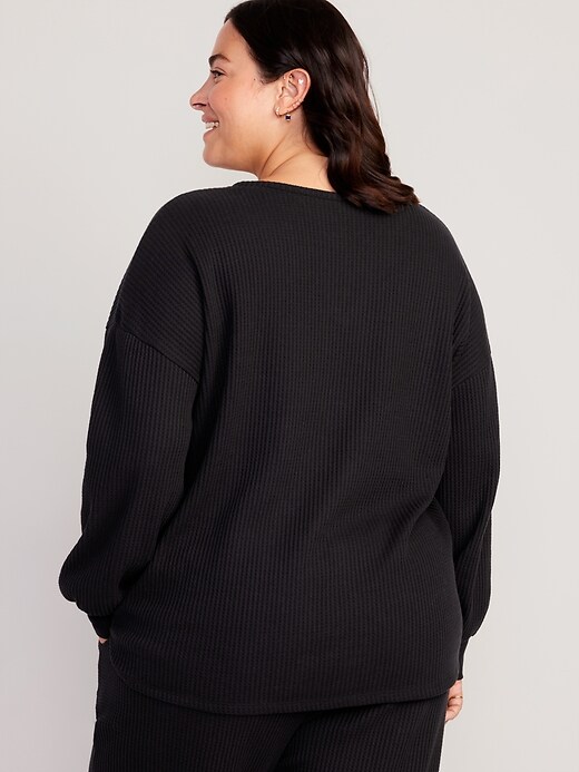 Image number 8 showing, Long Sleeve Waffle-Knit Pajama Top