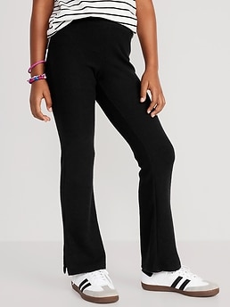 Girls' Black Flare Legging - Charleston Pants with Front Slits – Cuddles  Store