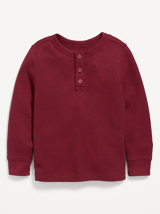 View large product image 1 of 1. Long-Sleeve Thermal Knit Henley T-Shirt for Toddler Boys