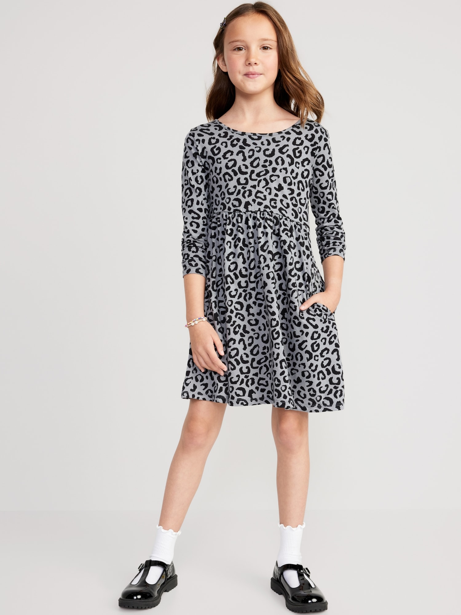 Fit & Flare Jersey Dress and Leggings Set for Girls