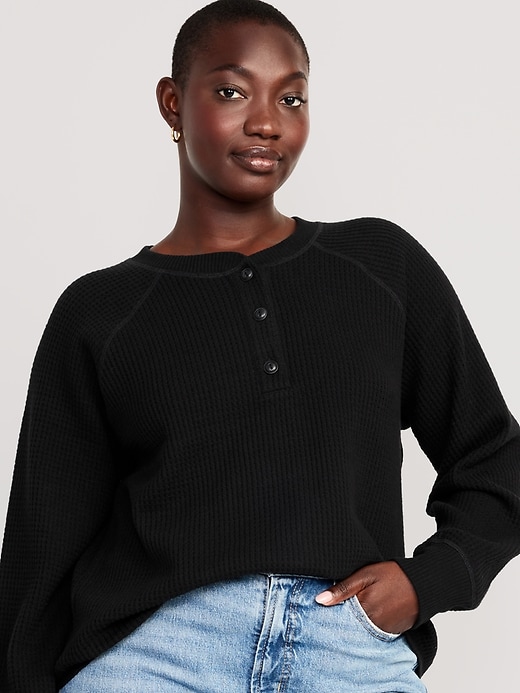 Image number 5 showing, Plush Waffle-Knit Henley Top