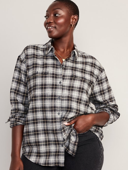 Image number 5 showing, Oversized Flannel Boyfriend Shirt for Women