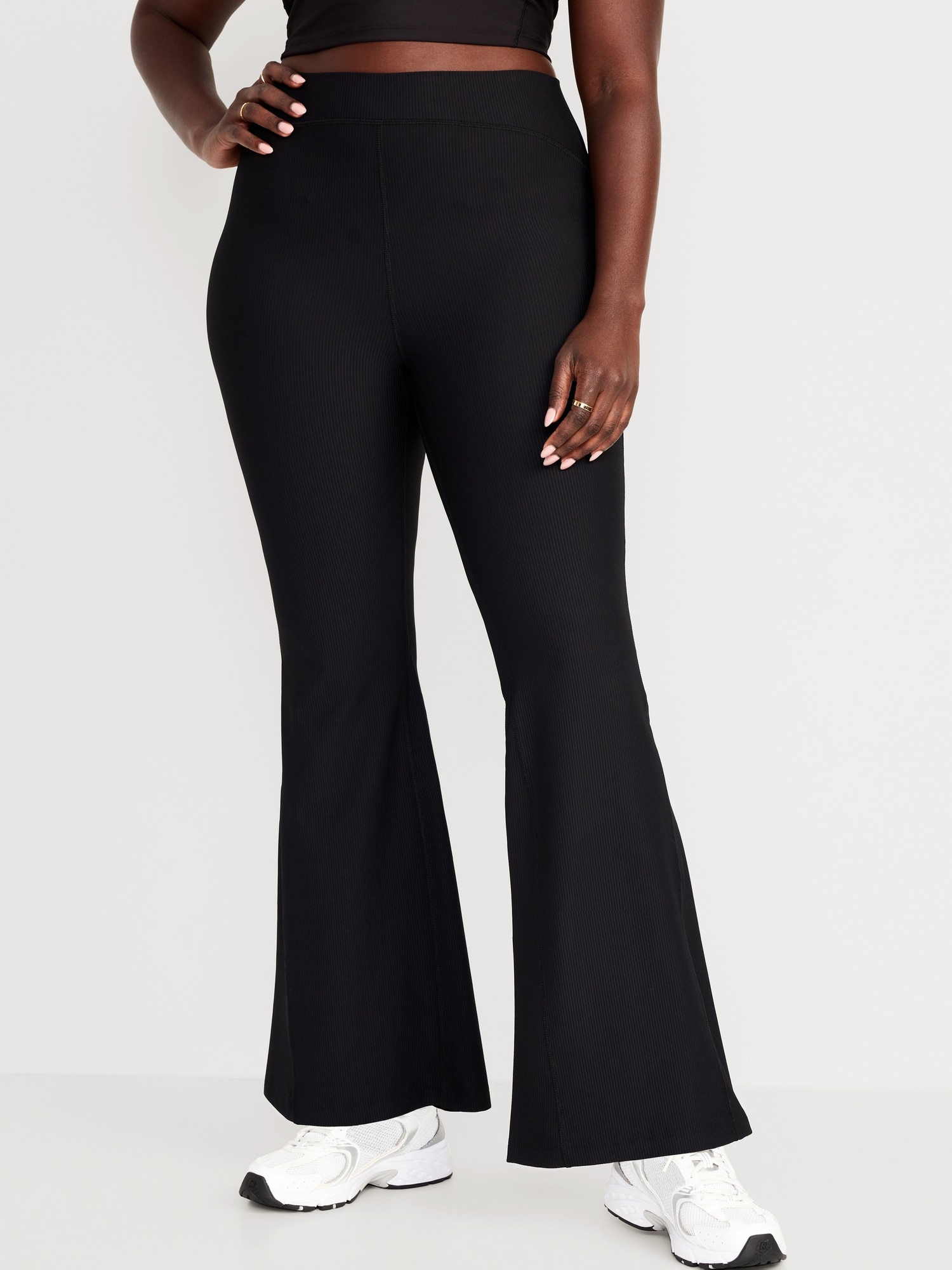 Extra High-Waisted PowerSoft Rib-Knit Super Flare Leggings, Old Navy